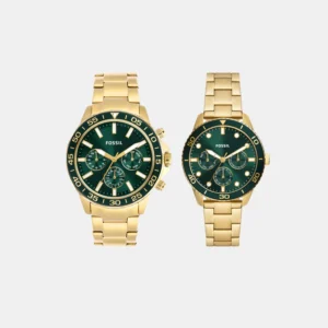 Bannon His and Hers Couple Quartz Green Dial Multi-Function Stainless Steel Watch BQ2754SET