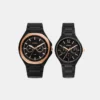 His and Her Couple Quartz Black Dial Multi-Function Stainless Steel Watch BQ2645SET