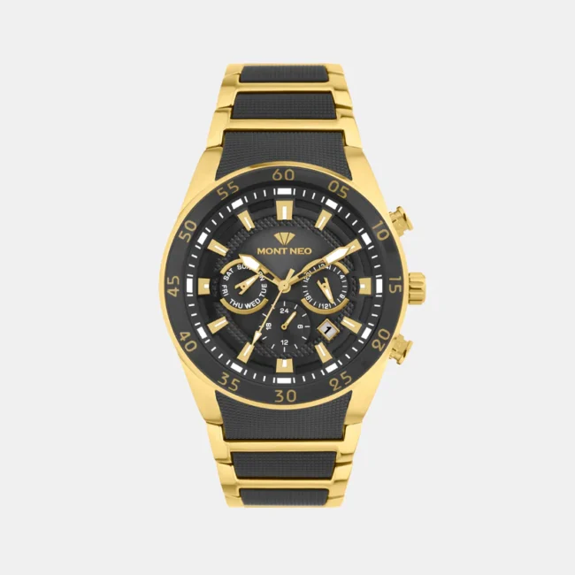 Men Quartz Black Dial Multi-Function Metal Watch 1062M-M2404 Front