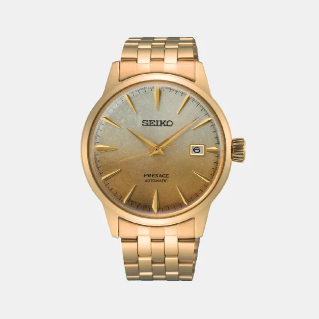 Presage Cocktail Time Men Automatic Gold Dial Analog Stainless Steel Watch SRPK46J1