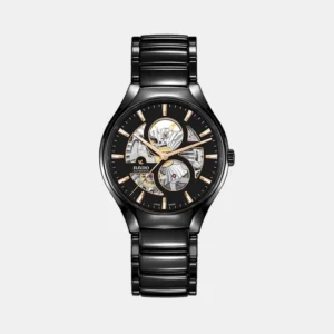 True Round Unisex Automatic Black Dial Analog Ceramic Watch R27107172