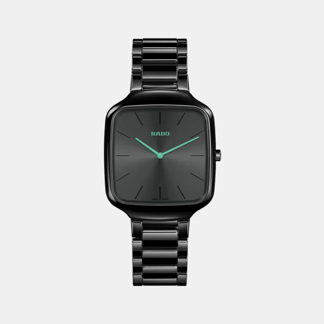 True Square Thinline Unisex Quartz Black Dial Analog Ceramic Watch R27054152