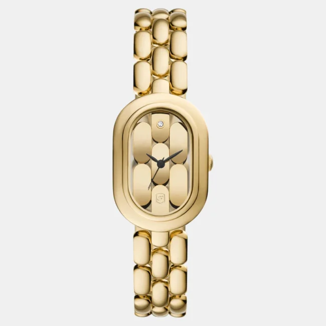 Women Quartz Gold Dial Analog Stainless Steel Watch ES5380