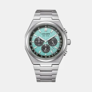 Zenshin Men Eco-Drive Light Blue Dial Chronograph Titanium Watch – CA4610-85M