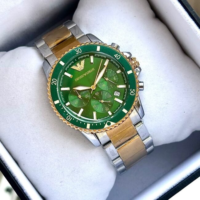 Emporio Armani 100m Chrono Silver Green | 7AA Quality