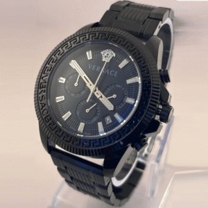 Vintage Versace Chronograph Black Dial Date Analog Men's Wrist Watch Free Shipping